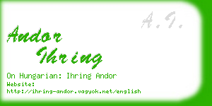 andor ihring business card